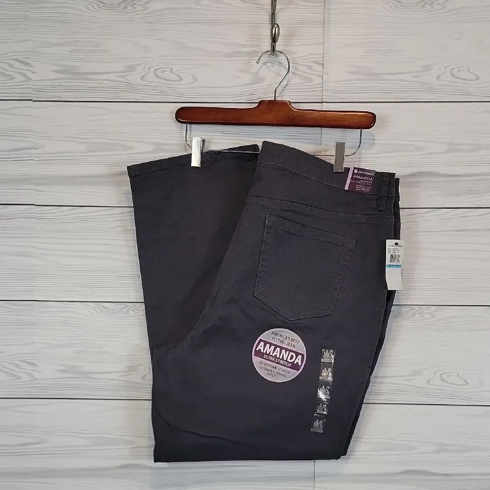 Gloria Vanderbilt Amanda Jeans Heritage Fit Tapered Leg - Grey Womens Size 20W